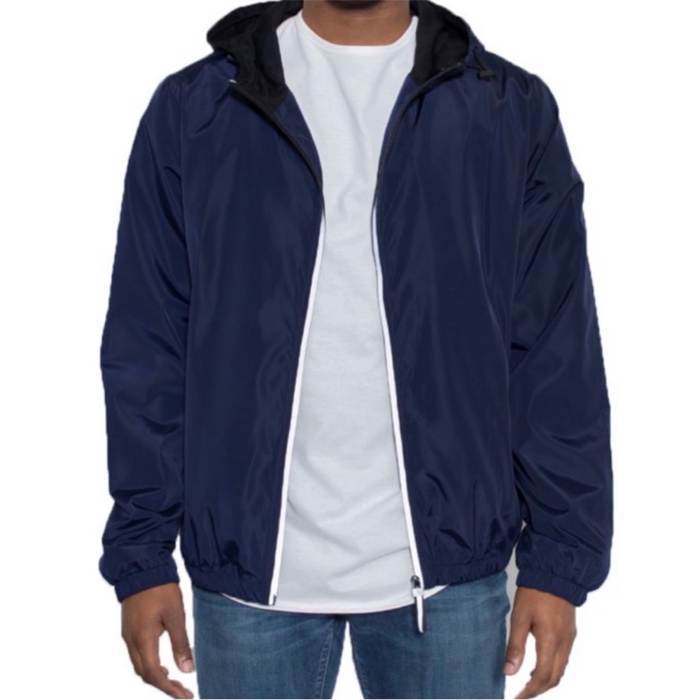 MENS NAVY BLUE REFLECTIVE WINDBREAKER JACKET - Picture 2 of 7